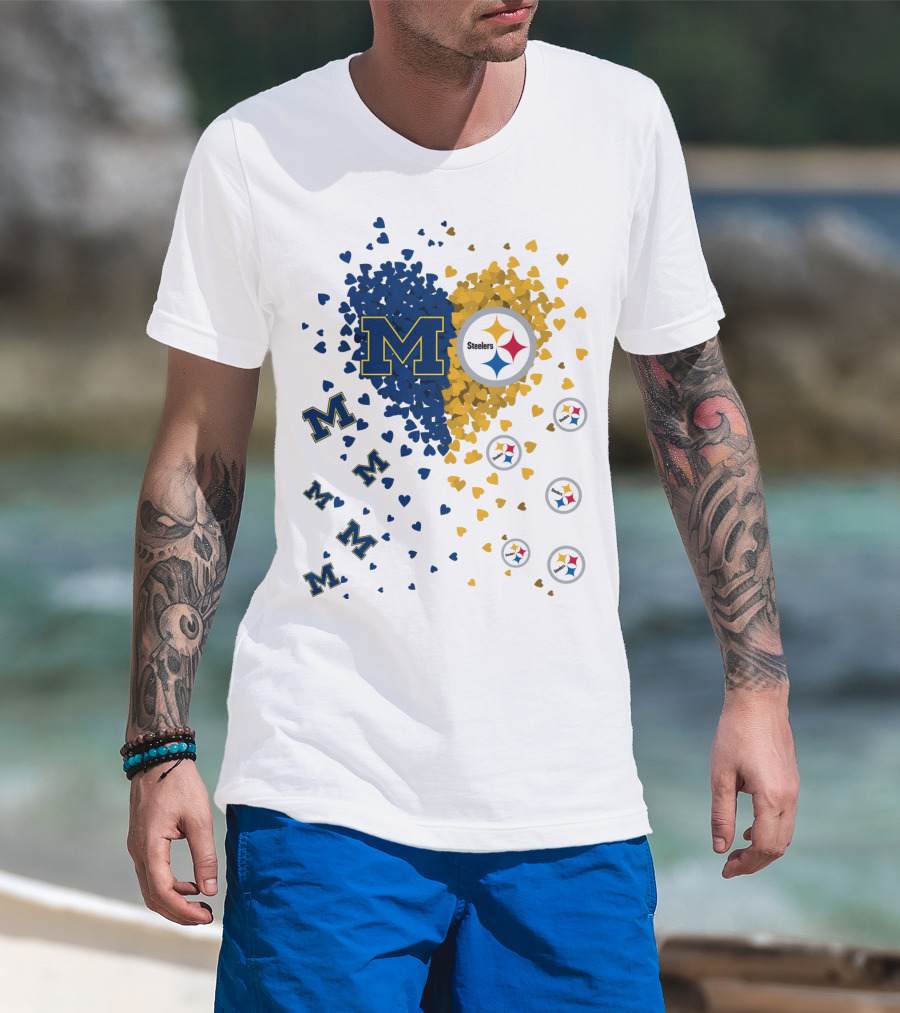 Steelers Heart With Wolverines M Symbol T-Shirt