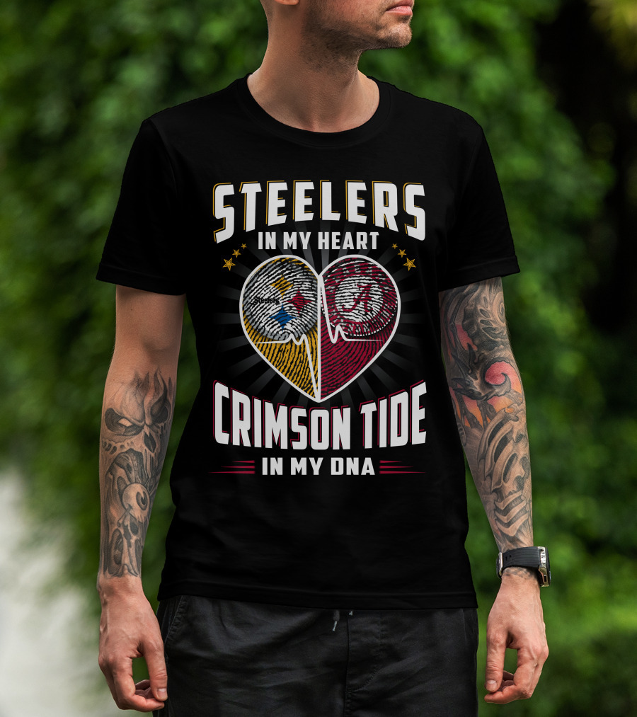 Steelers In My Heart Crimson Tide In My Dna T-Shirt