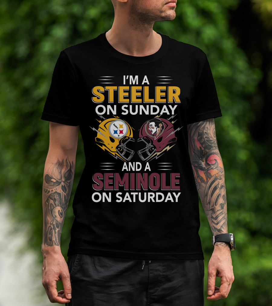 I'm A Steeler On Sunday And A Seminole On Saturday Helmet Clash T-Shirt