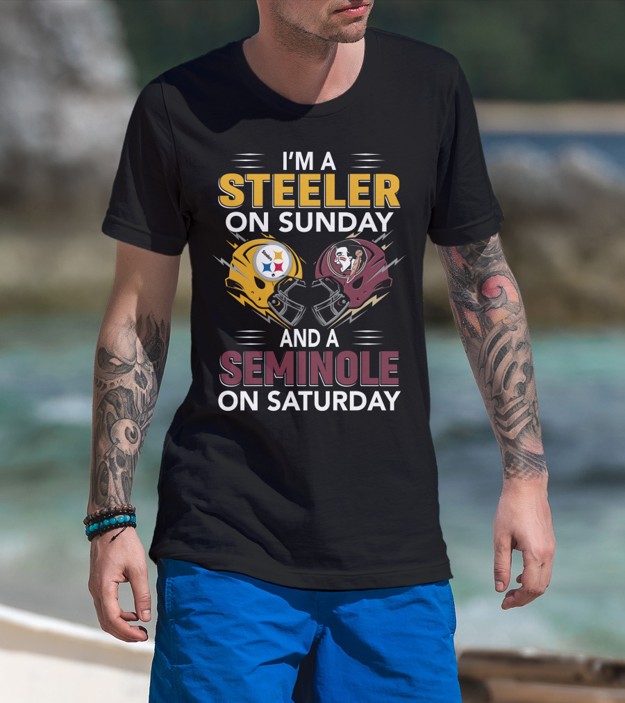I'm A Steeler On Sunday And A Seminole On Saturday Helmet Clash T-Shirt