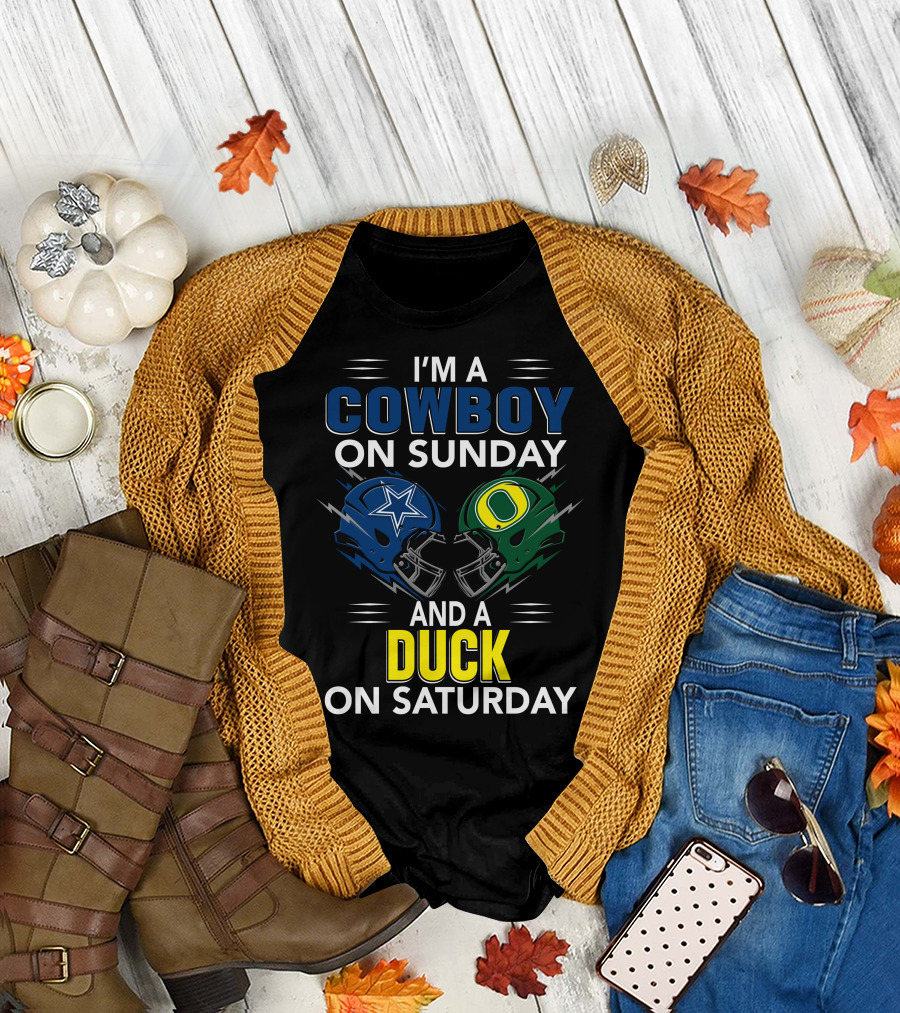 I'm A Cowboy On Sunday And A Duck On Saturday Football Helmets T-Shirt