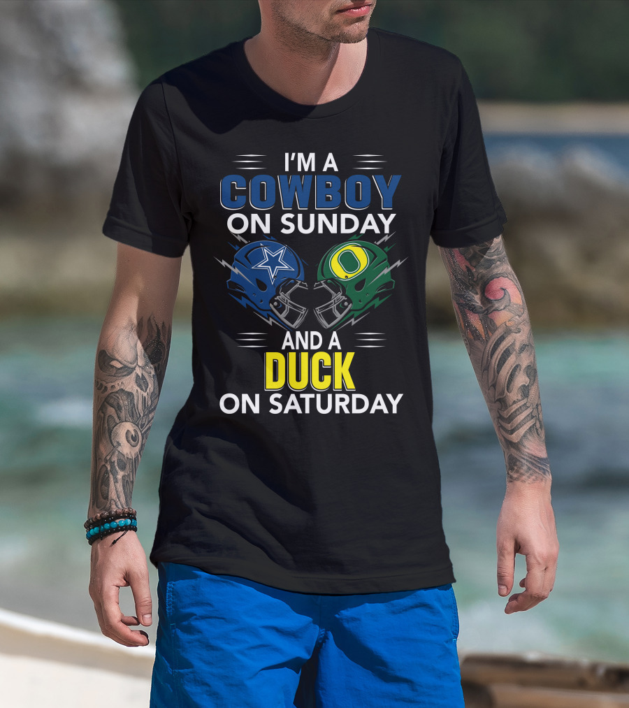 I'm A Cowboy On Sunday And A Duck On Saturday Football Helmets T-Shirt