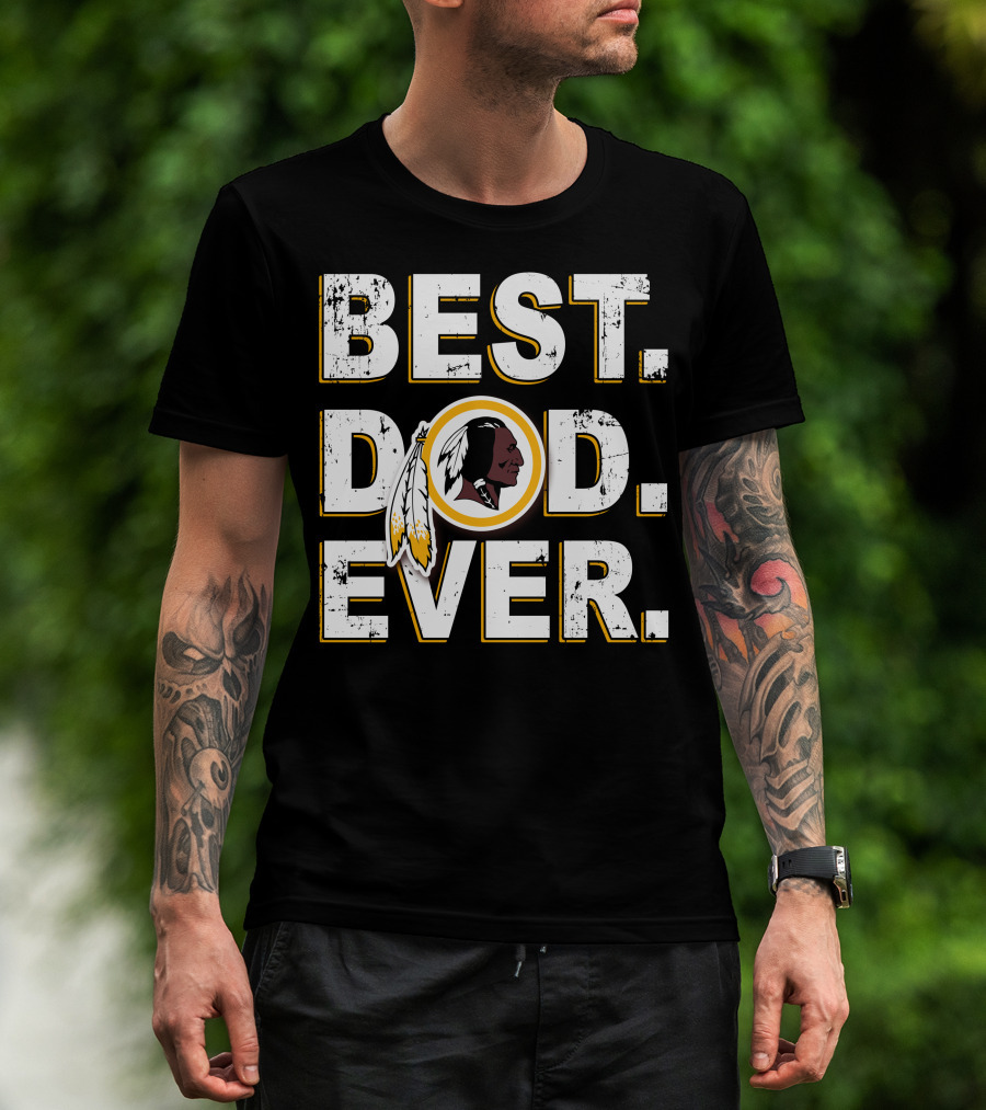 Best Dad Ever Washington Football Feather Symbol T-Shirt