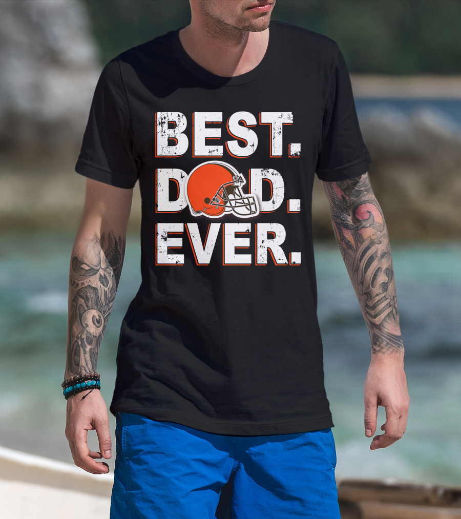 Best Dad Ever Cleveland Football Helmet T-Shirt