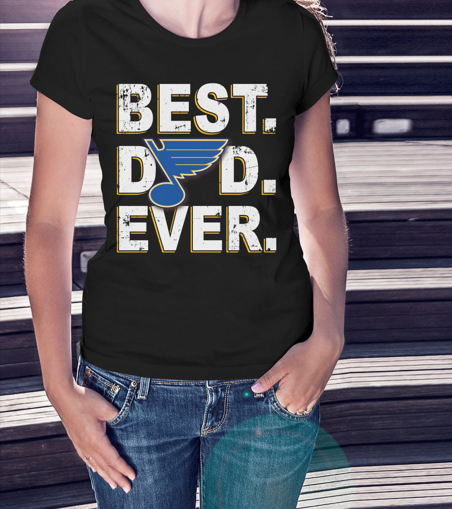 Best Dad Ever Blues Hockey Fan T-Shirt