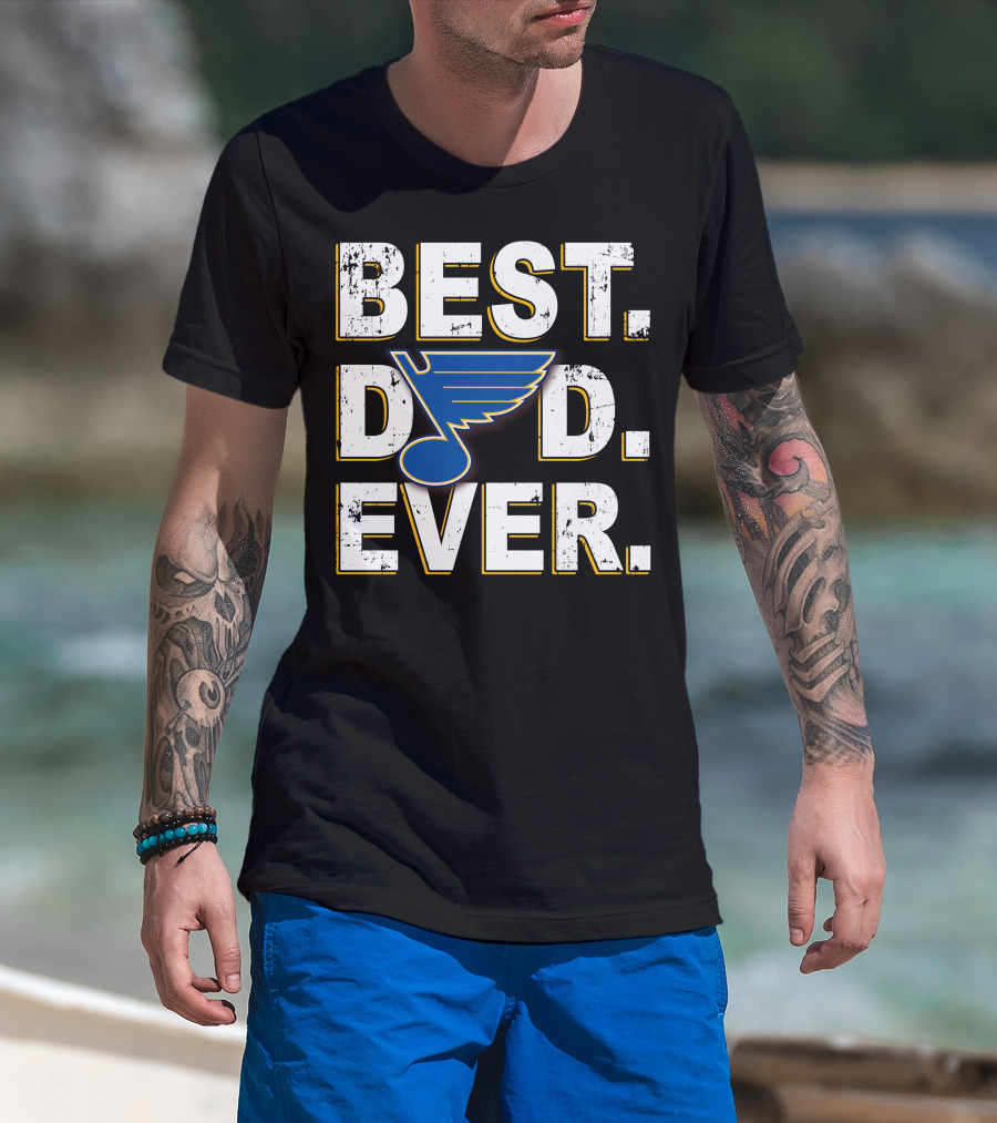 Best Dad Ever Blues Hockey Fan T-Shirt