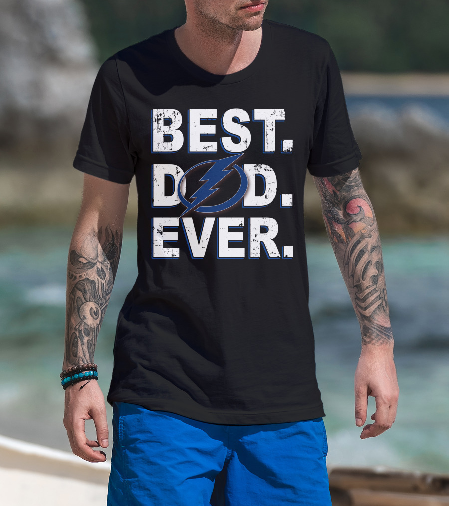 Best Dad Ever Bolts Lightning Hockey T-Shirt