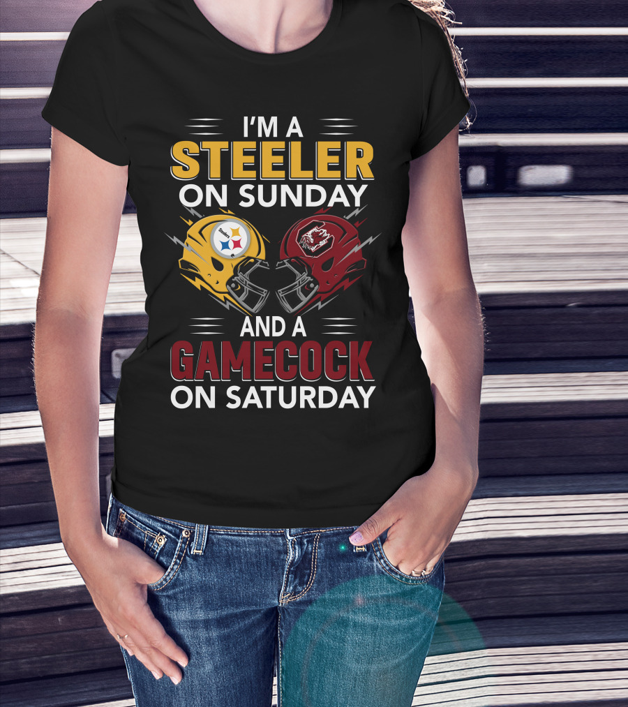 I'm A Steeler On Sunday And A Gamecock On Saturday Football Helmets T-Shirt