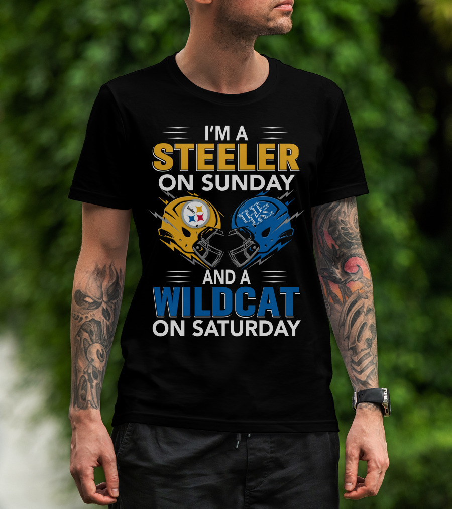 Steeler On Sunday Wildcat On Saturday Football Fan Pride Helmet T-Shirt