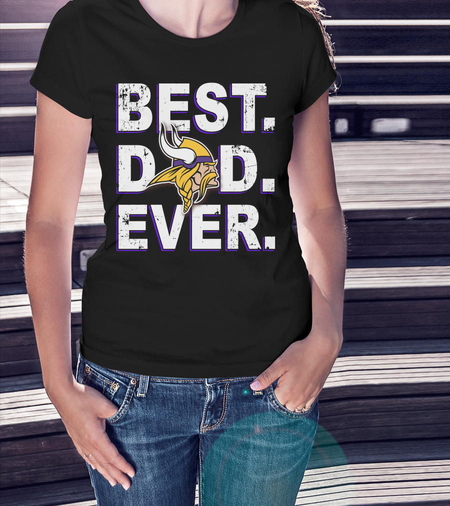 BEST DAD EVER Vikings Fan Horned Helmet T-Shirt