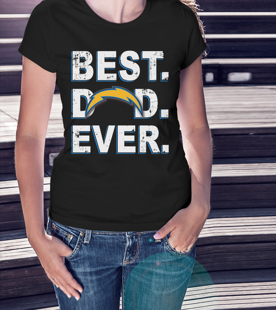 BEST DAD EVER Chargers Fan Lightning Bolt T-Shirt