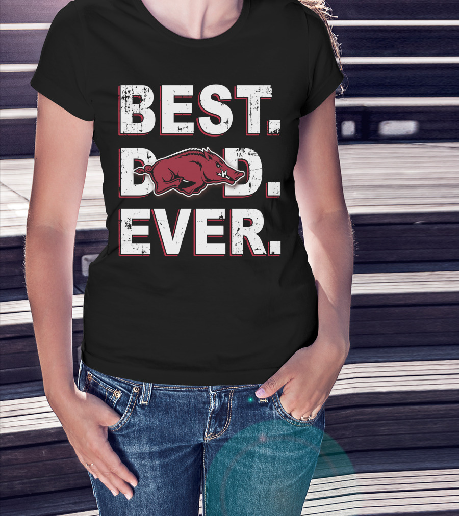 Best Dad Ever Hog Mascot Hatched Texture T-Shirt