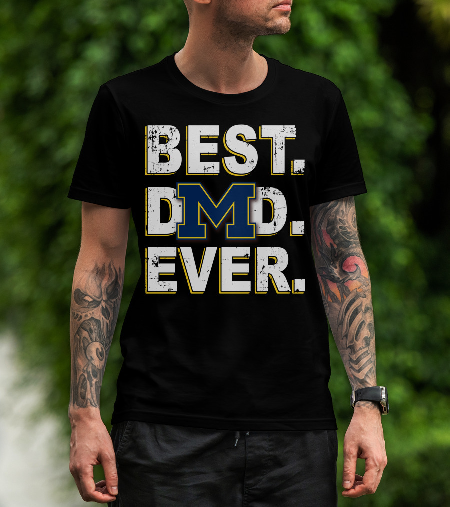 Best Dad Ever Michigan Block M T-Shirt