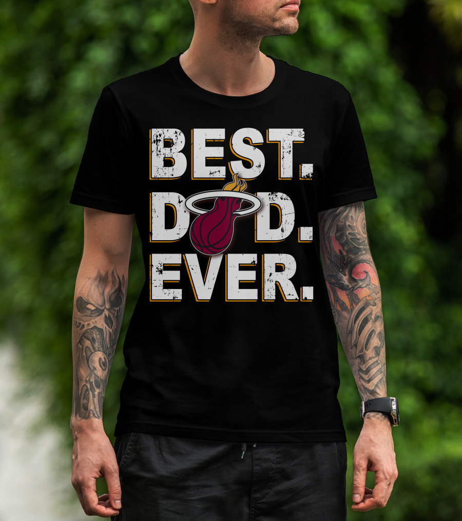 Best Dad Ever Miami Basketball Team Flame Ball T-Shirt