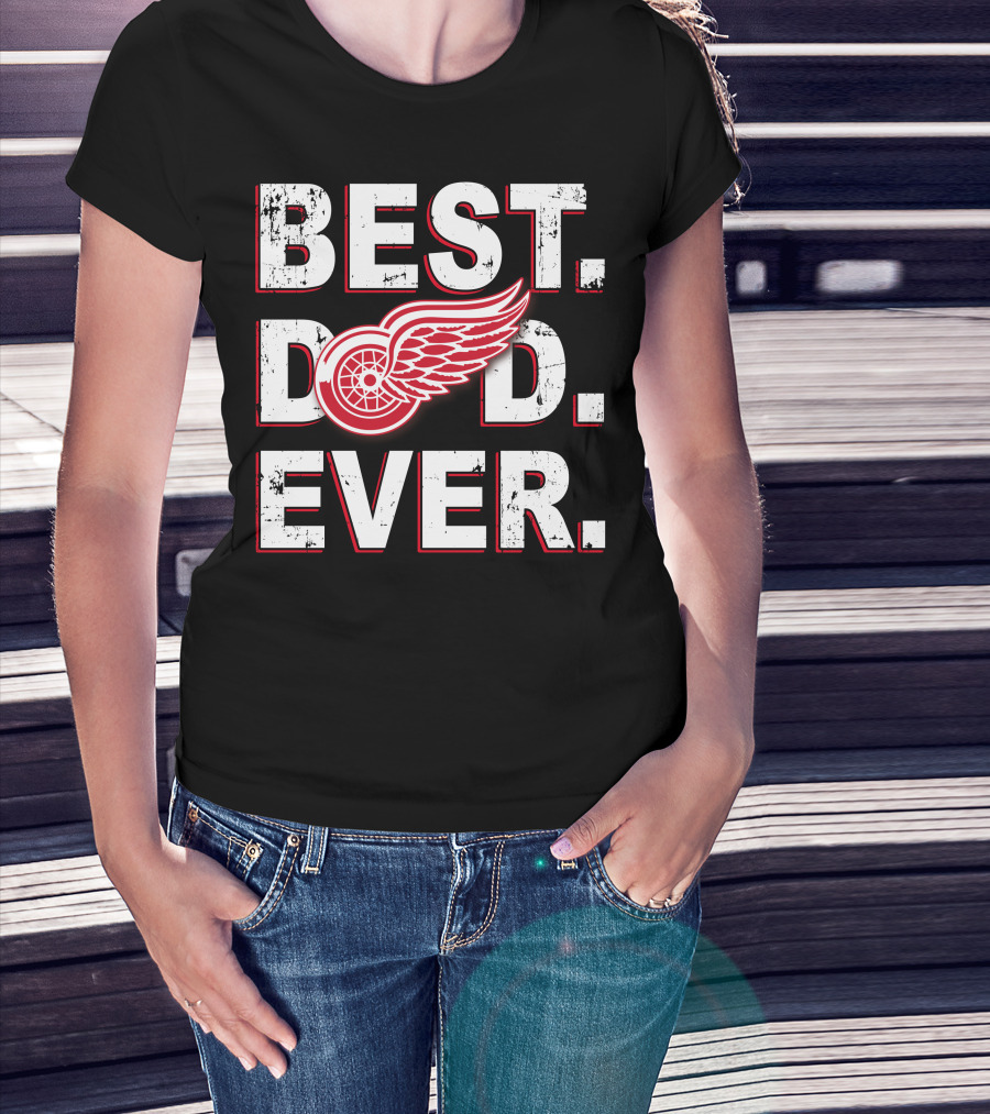 Best Dad Ever Detroit Hockey Wings T-Shirt