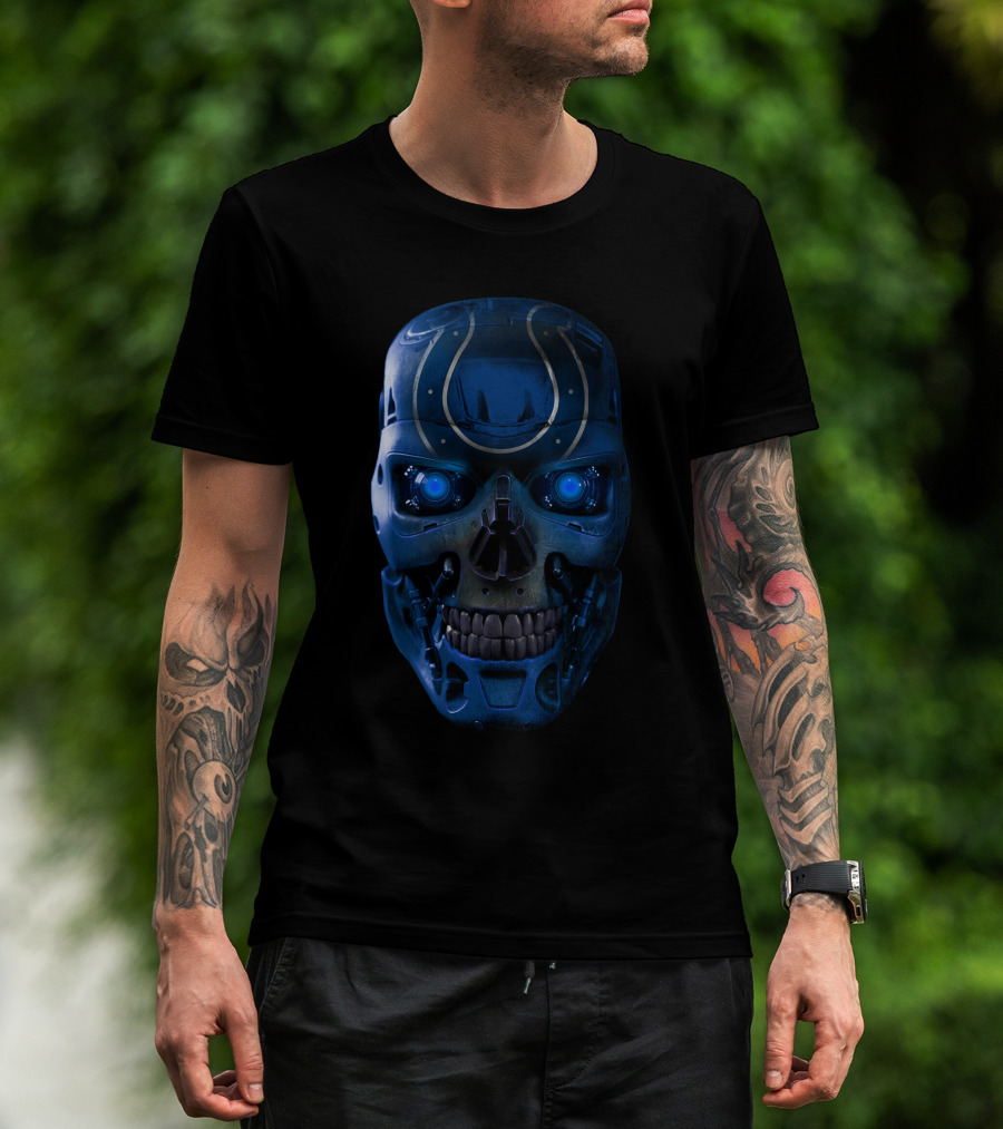 Colts Blue Cyber Skull T-Shirt