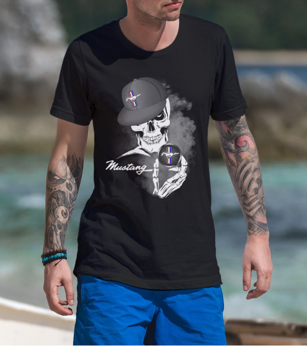 Mustang Skull With Hat And Car T-Shirt