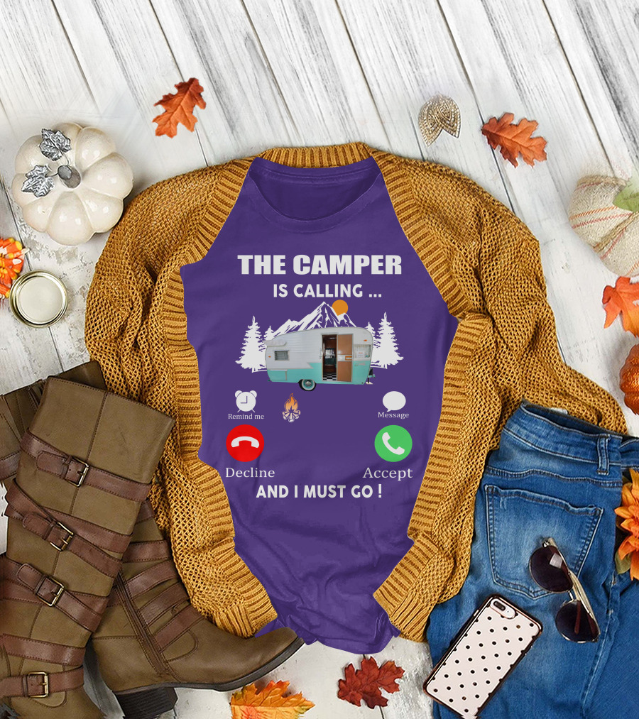The Camper Is Calling and I Must Go Vintage Shasta Compact Trailers T-Shirt