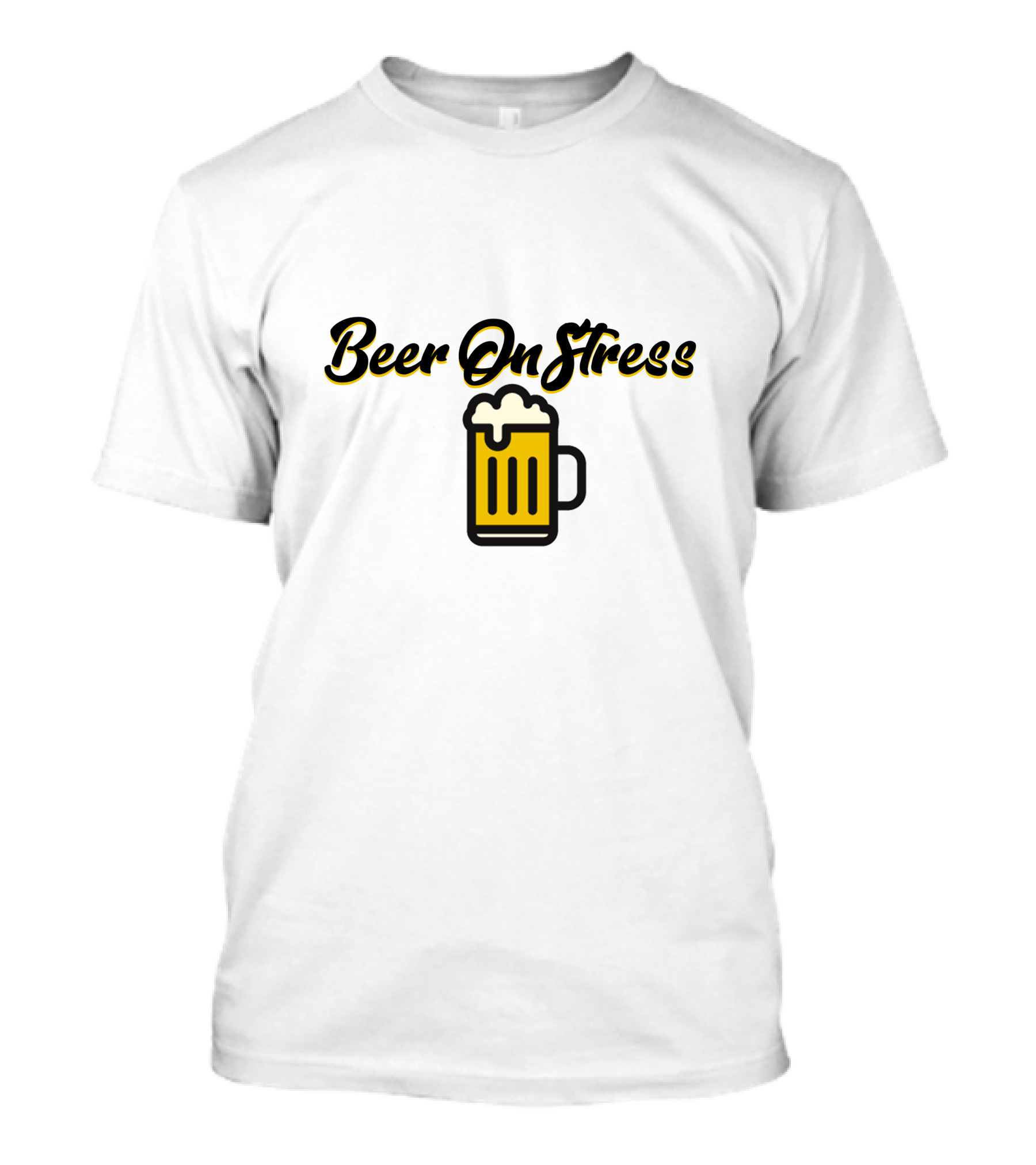 BeerOnStress Mug Graphic With Overflowing Beer T-Shirt