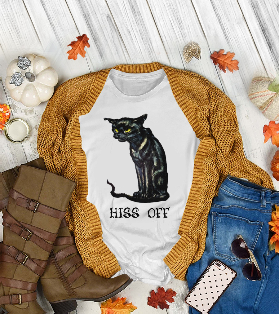 Hiss Off Cat with Grumpy Black Cat T-Shirt
