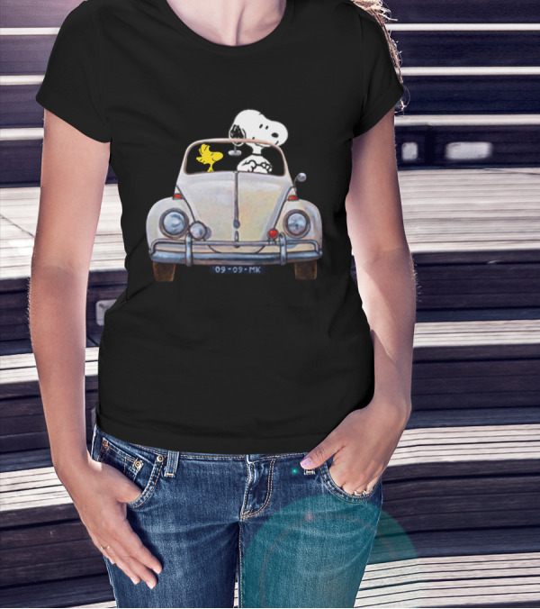 Snoopy And Woodstock 09-09-MK Car Adventure T-Shirt