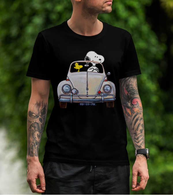 Snoopy And Woodstock 09-09-MK Car Adventure T-Shirt