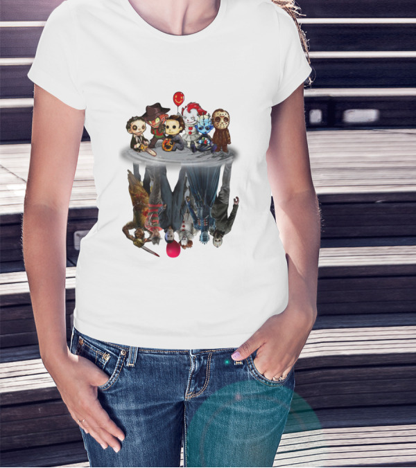 Leatherface Freddy Krueger Michael Myers Pennywise Pinhead Jason Voorhees Reflection Horror Icons Balloon T-Shirt