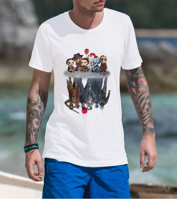 Leatherface Freddy Krueger Michael Myers Pennywise Pinhead Jason Voorhees Reflection Horror Icons Balloon T-Shirt
