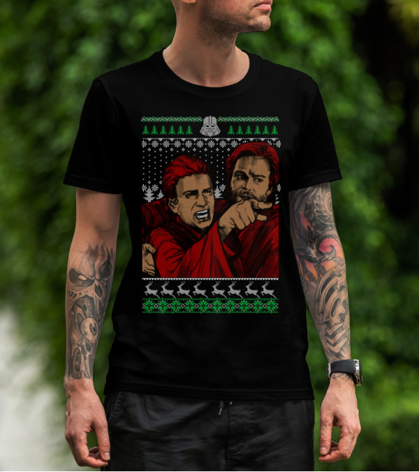 Angry Anakin Pointing With Obi-Wan In Ugly Christmas T-Shirt