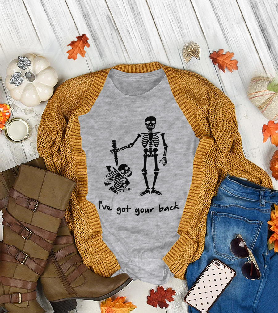 Skeleton I've Got Your Back Humorous Skeletons Carrying Each Other T-Shirt