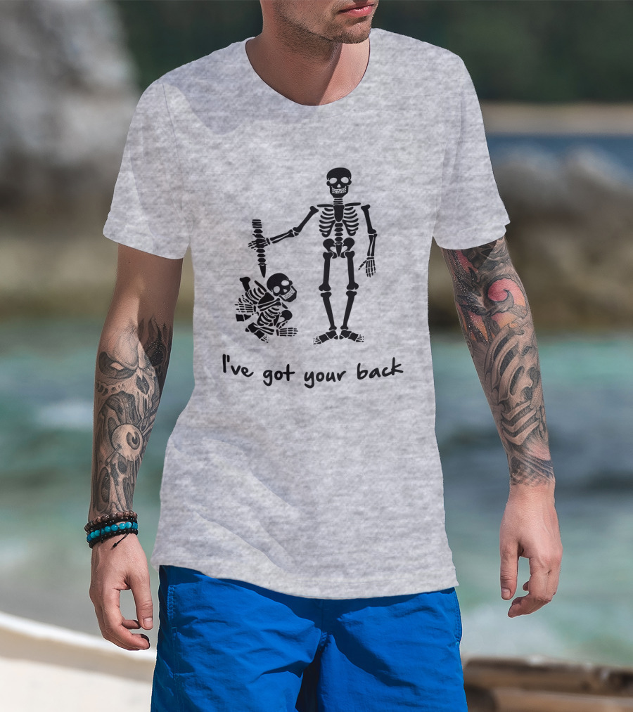 Skeleton I've Got Your Back Humorous Skeletons Carrying Each Other T-Shirt