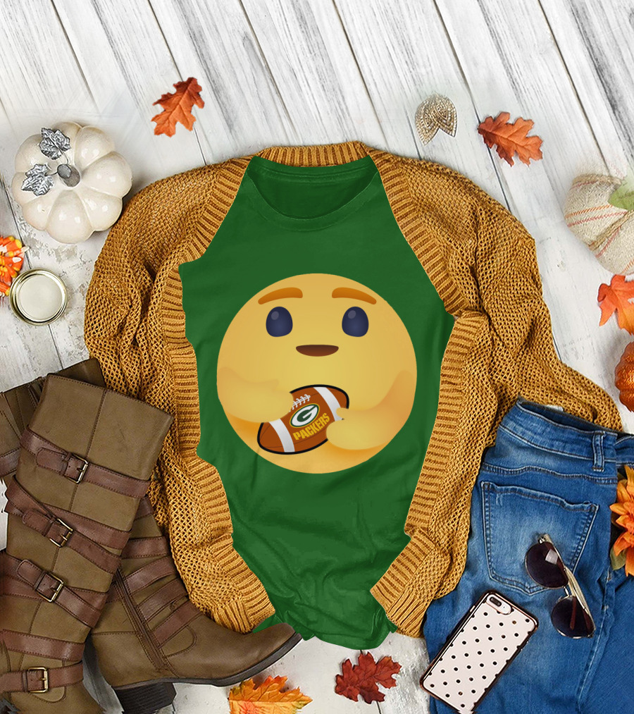 Care Emoji Hugs Green Bay Packers Football T-Shirt