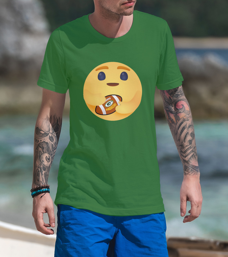 Care Emoji Hugs Green Bay Packers Football T-Shirt