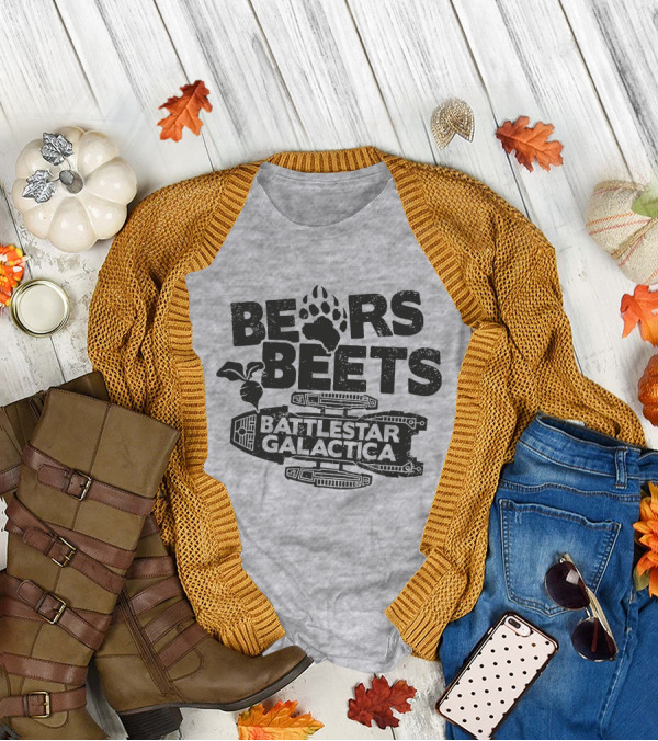 Bears Beets Battlestar Galactica Paw Print Spaceship Beetroot T-Shirt