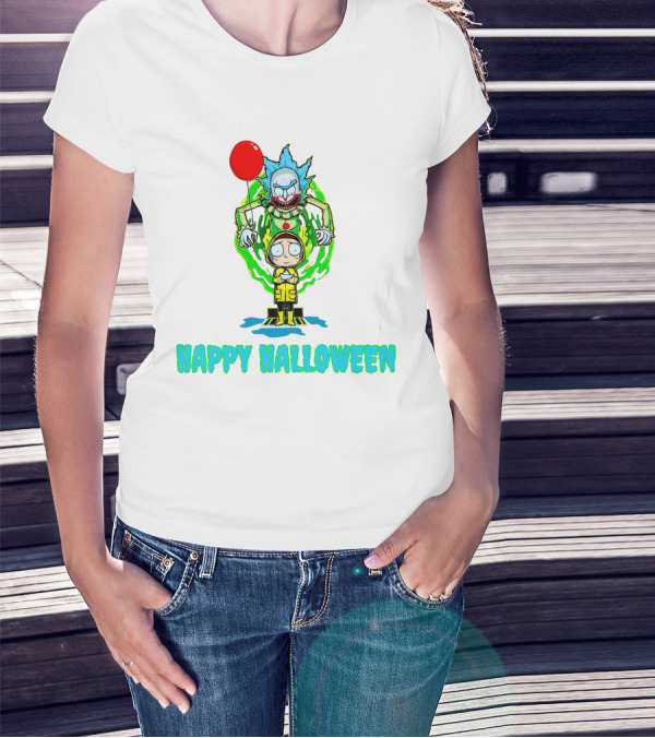 Happy Halloween Pennywise IT Rick And Morty T-Shirt