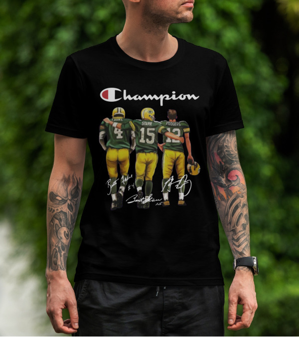 Champion Green Bay Packers Favre Starr Rodgers Signatures T-Shirt