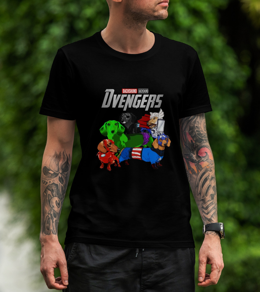 Marvel Avengers Endgame Dachshund Dvengers Dogs As Superheroes T-Shirt