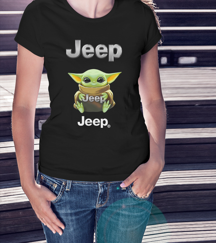 Jeep Logo Baby Yoda Holding Jeep Text T-Shirt