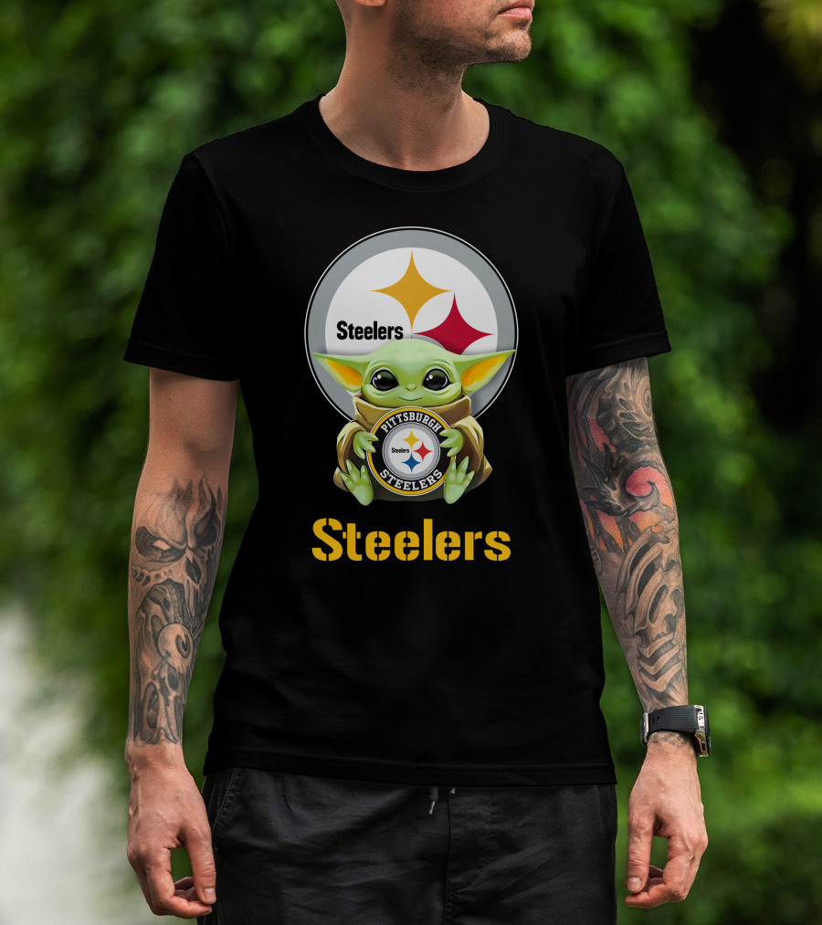 Baby Yoda Pittsburgh Steelers Hug Steelers T-Shirt