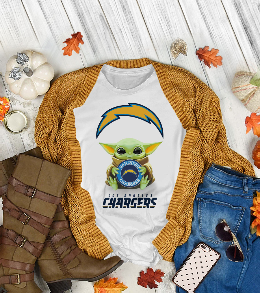 Baby Yoda Hug Los Angeles Chargers San Diego Chargers T-Shirt