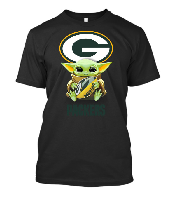 Star Wars Baby Yoda Hug Packers Football Tailgate Green Bay T-Shirt