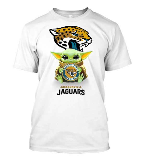 Baby Yoda Holding Jacksonville Jaguars Emblem With Iconic Jaguar Head T-Shirt