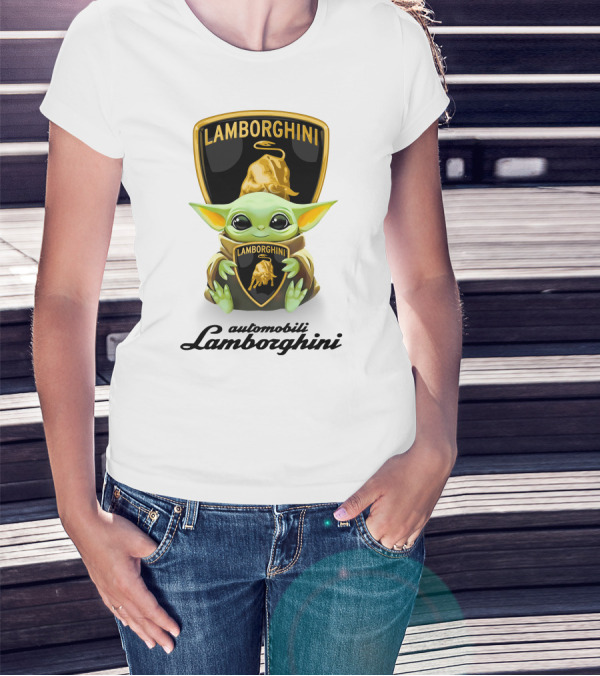 Lamborghini Baby Yoda Hug Automobili Lamborghini White T-Shirt