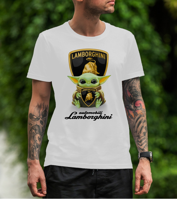 Lamborghini Baby Yoda Hug Automobili Lamborghini White T-Shirt