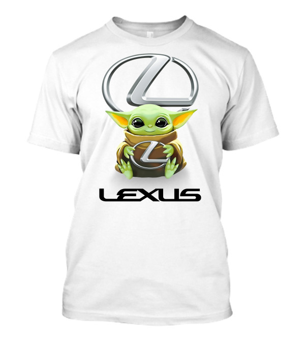 Baby Yoda Holding Lexus Logo Icon With Lexus Text T-Shirt