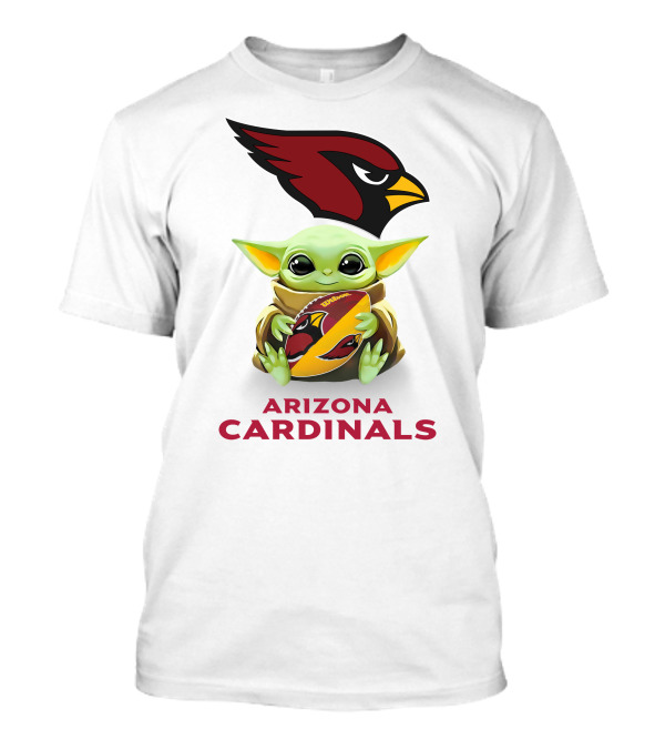 Star Wars Baby Yoda Hugging Arizona Cardinals Football Tailgate White T-Shirt