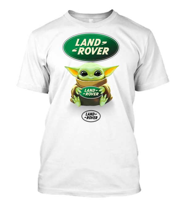 Star Wars Baby Yoda Holding Land Rover Logo White T-Shirt
