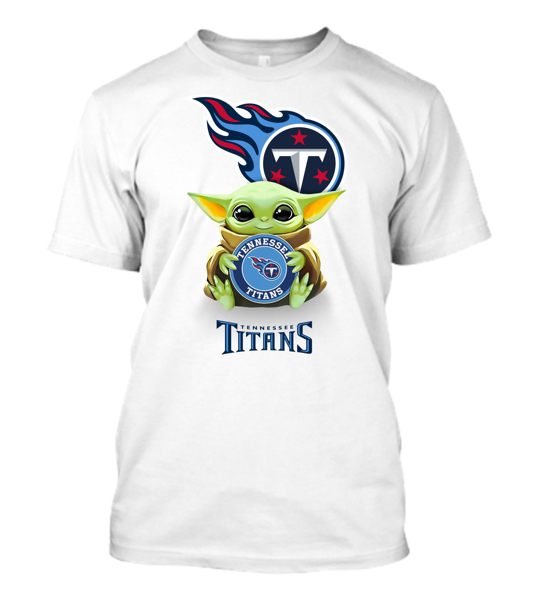 Star Wars Baby Yoda Holding Tennessee Titans Logo Nfl Team T-Shirt