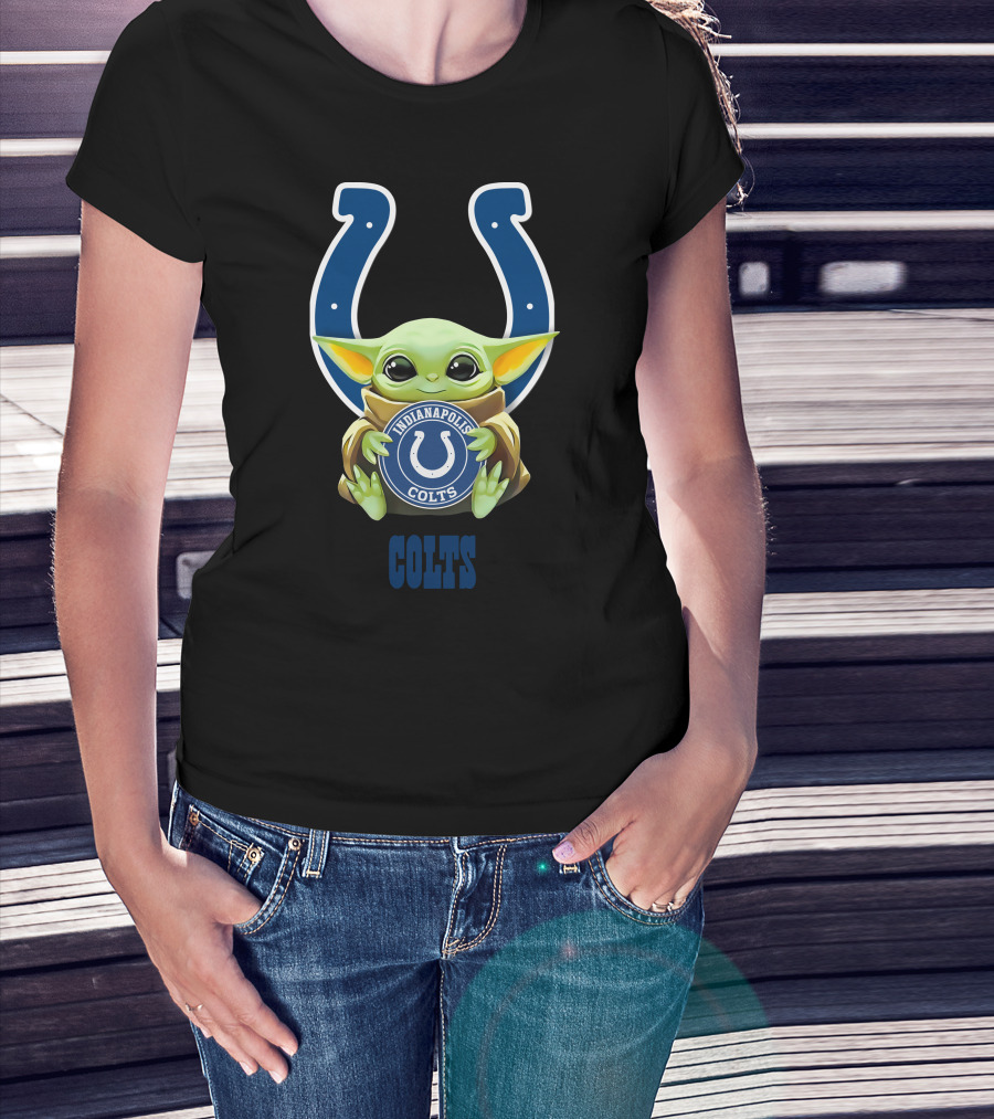 Grogu Hug Indianapolis Colts Horseshoe Logo Colts T-Shirt