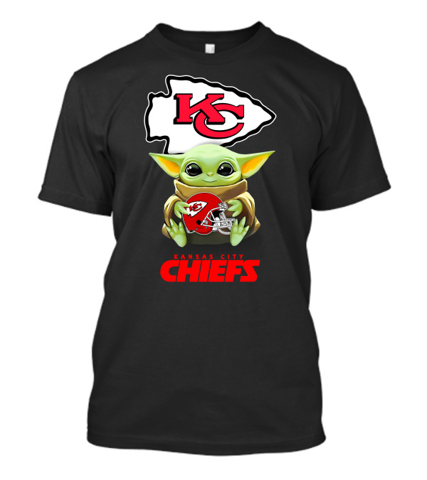 Kansas City Chiefs Grogu Hugging Helmet Icon With KC Arrowhead T-Shirt